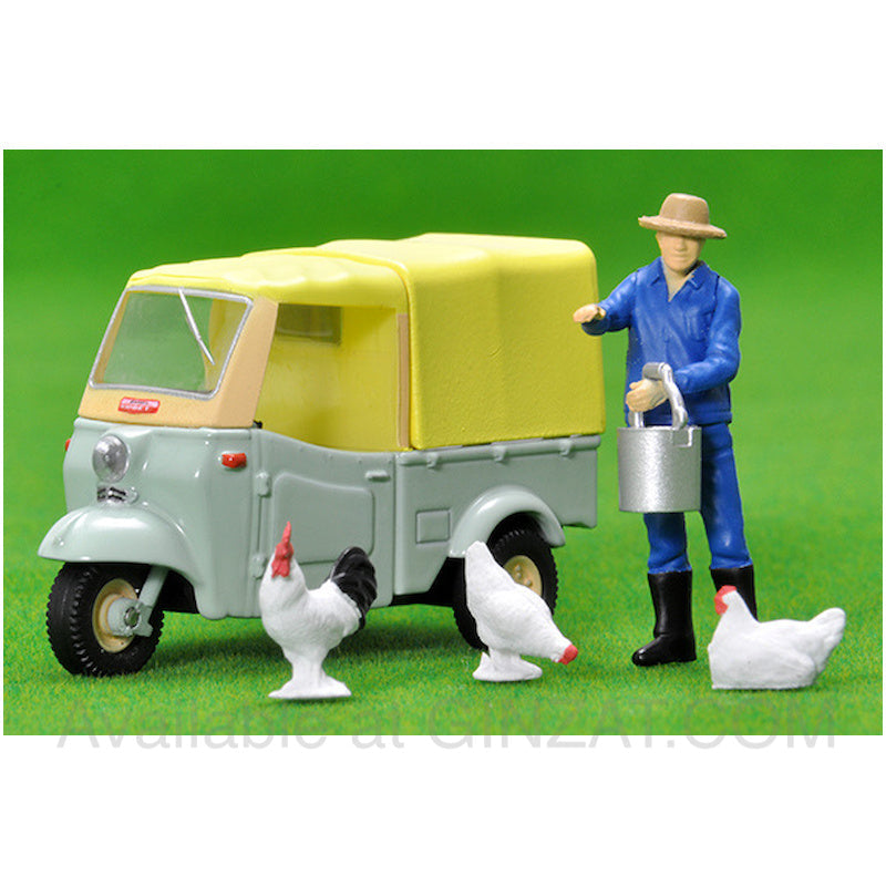 Daihatsu Midget (Yellow Green/Beige) w/Figure, Tomytec Tomica Limited Vintage LV-143d diecast model car