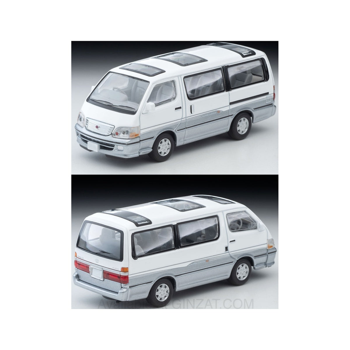 Toyota Hiace Wagon Super Custom G (White/Silver) 2001, Tomytec Tomica Limited Vintage NEO diecast model car LV-N216d