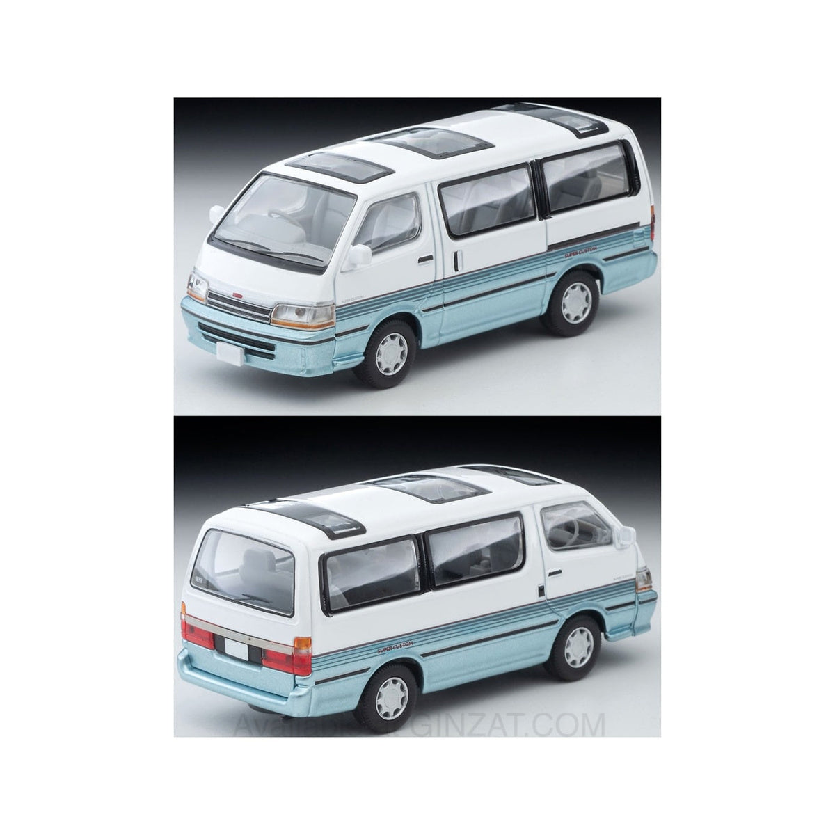 Toyota Hiace Wagon Super Custom (White/Light Blue) 1990, Tomytec Tomica Limited Vintage NEO diecast model car LV-N208d