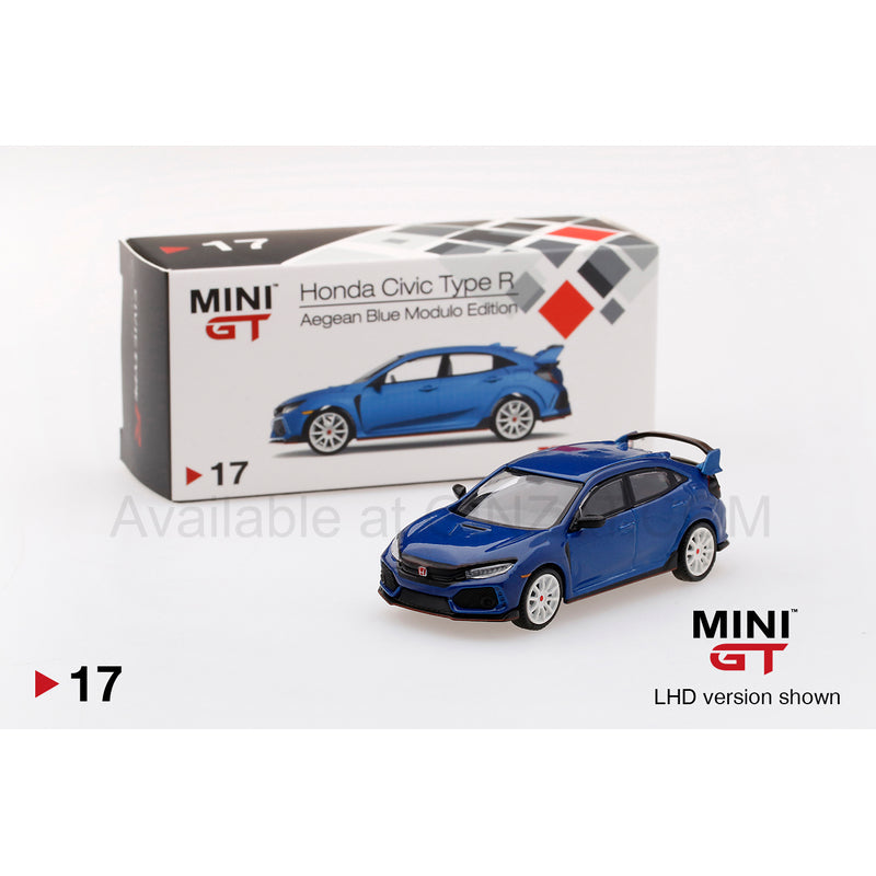 Honda Civic Type R Aegean Blue Modulo Edition LHD, Mini GT No.17 diecast model car