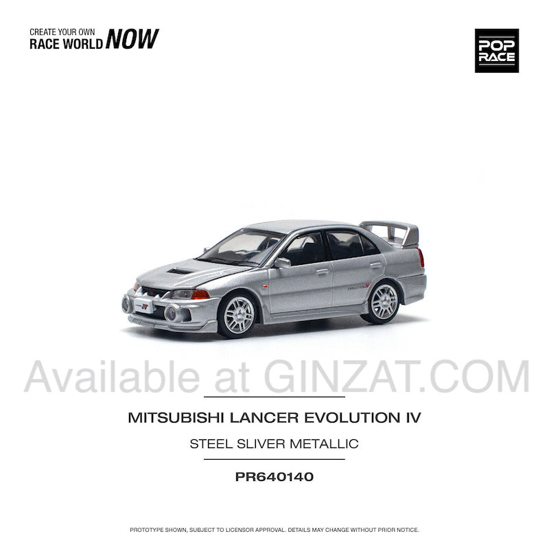 Mitsubishi Lancer Evolution IV Steel Silver Metallic, POP Race diecast model car