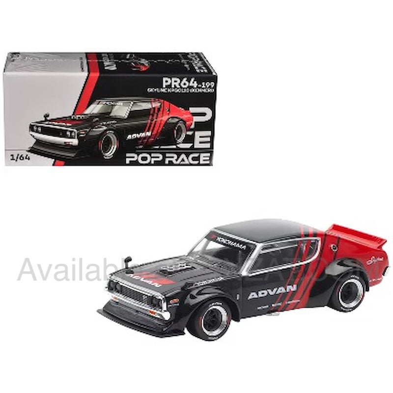 Skyline KPGC110 (KENMERI) Advan Livery, Pop Race 1/64 diecast model car