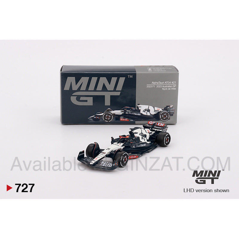 AlphaTauri AT04 #21 Nyck de Vries 2023 F1 2023 Australian GP, MINI GT No.727 diecast model car
