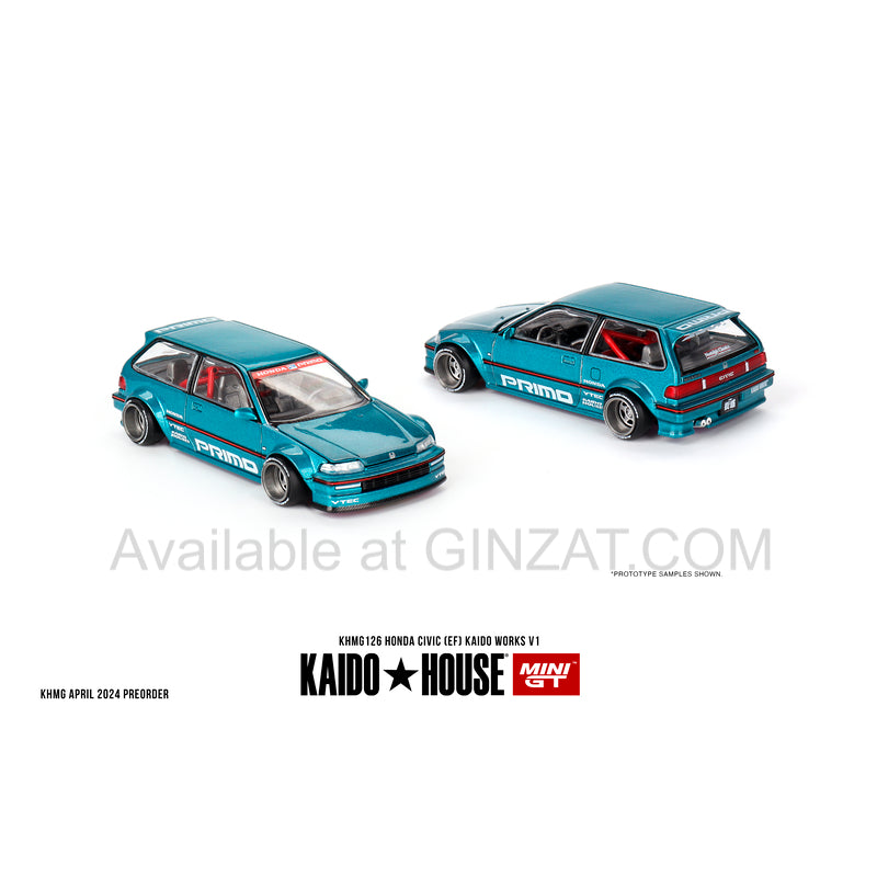 Honda Civic EF Kaido Works V1, Mini GT x Kaido House No. 126 diecast model car