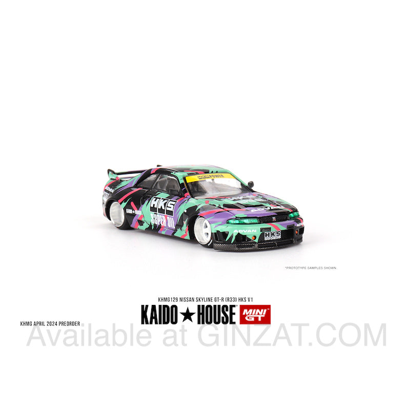 Nissan Skyline GT-R R33 HKS V1, Mini GT x Kaido House No. 129 diecast model car