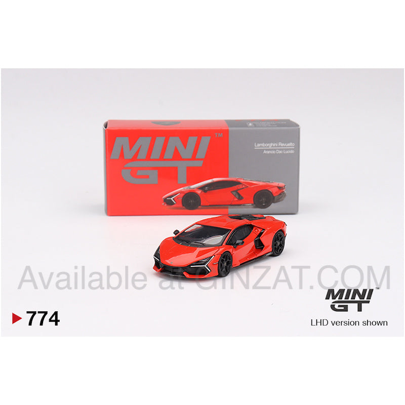 Lamborghini Revuelto Arancio Dac Lucido, MINI GT No.774 diecast model car