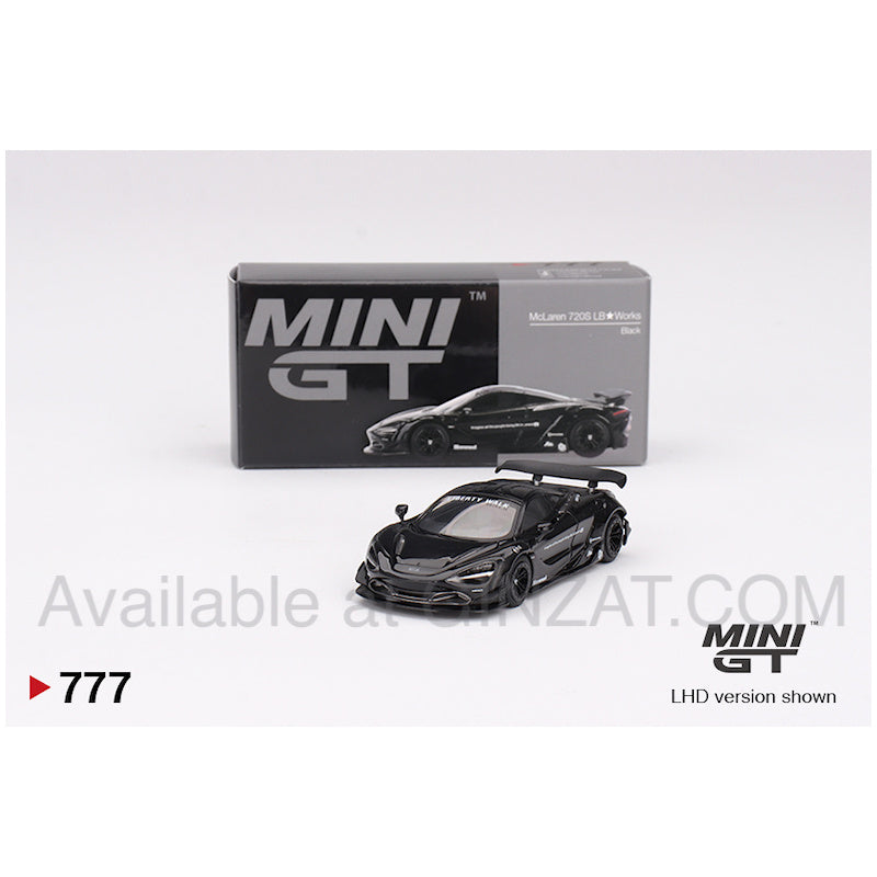 McLaren 720S LB★Works Black, MINI GT No.777 diecast model car