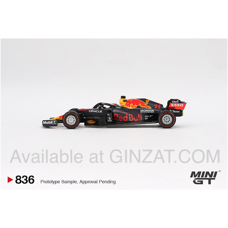 Red Bull RB16B 2021 Winning Car #11 Azerbaijan Grand Prix Sergio Pérez, Mini GT No. 836 diecast model car