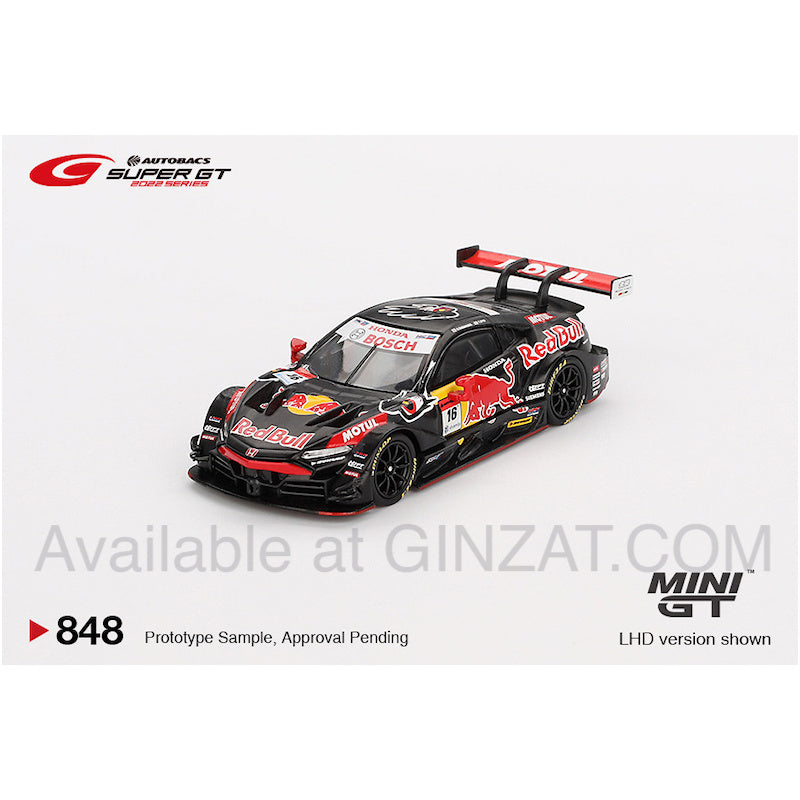 Honda NSX-GT Type S GT500 SUPER GT Series 2022 #16 "Red Bull MOTUL MUGEN NSX-GT" TEAM Red Bull MUGEN (Blister Pack), Mini GT No. 848 diecast model car
