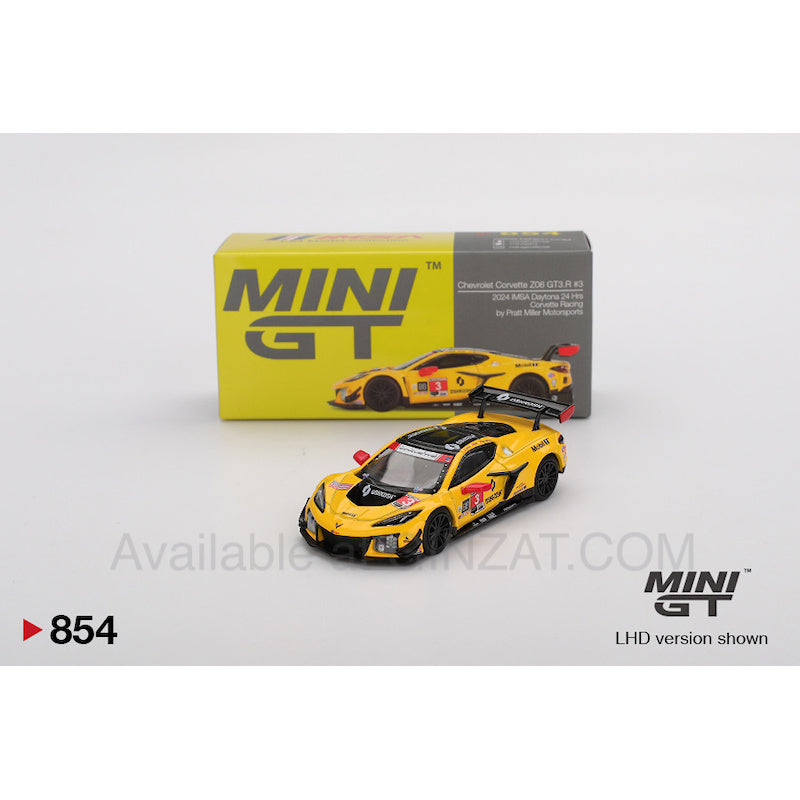 Chevrolet Corvette Z06 GT3.R #3 2024 IMSA Daytona 24 Hrs Corvette Racing by Pratt Miller Motorsports, Mini GT No. 854 diecast model car