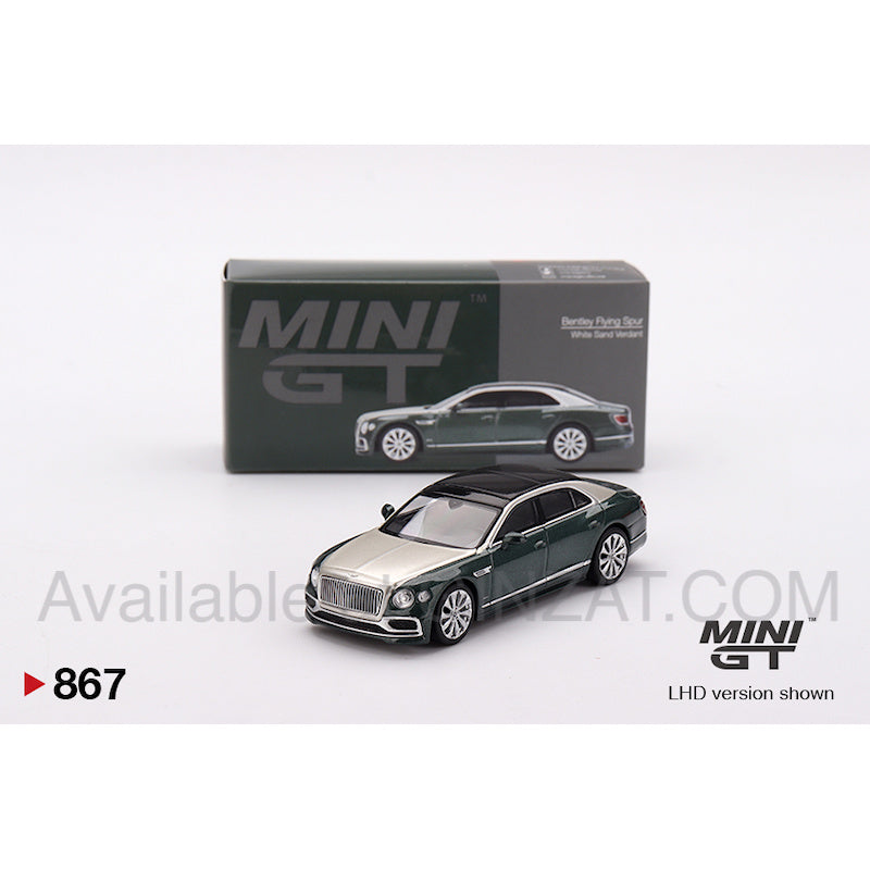 Bentley Flying Spur White Sand Verdant, Mini GT No. 867 diecast model car