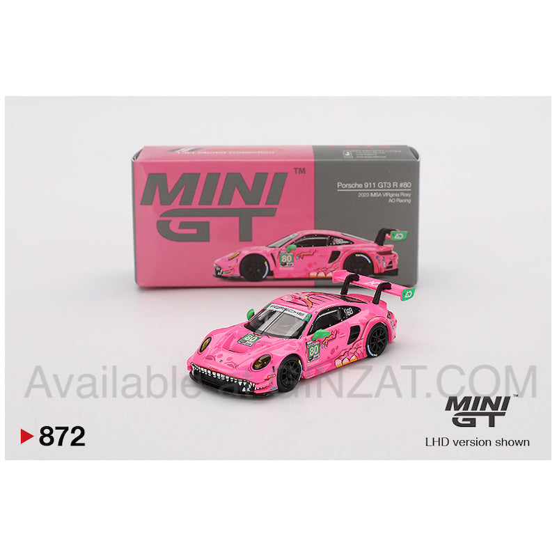 Porsche 911 GT3 R #80 2023 IMSA VIRginia Roxy AO Racing, Mini GT No. 872 diecast model car