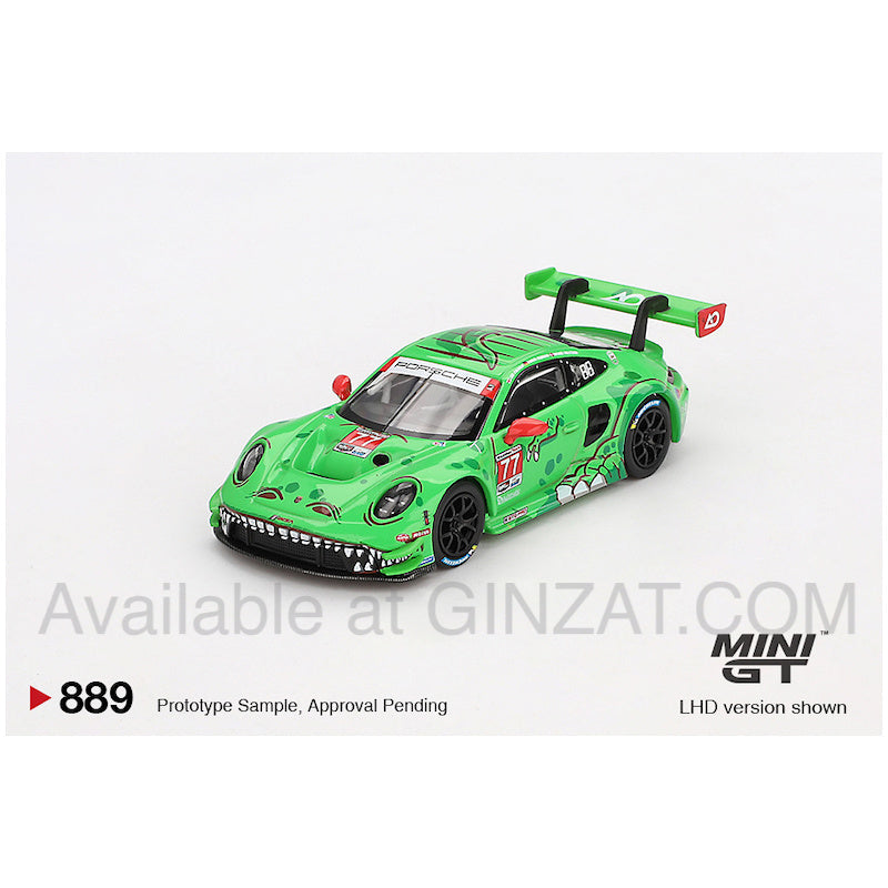 Porsche 911 GT3 R #77 2024 IMSA Daytona 24 Hrs GTD Pro 2nd Place AO Racing, MINI GT No.889 diecast model car