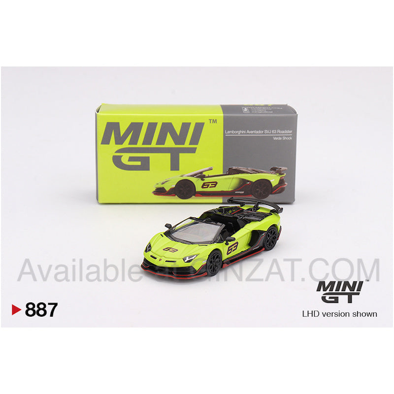 Lamborghini Aventador SVJ Roadster Verde Shock, Mini GT No.887 diecast model car