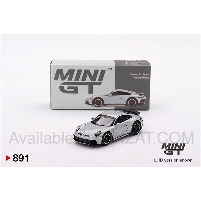 Porsche 911 Dakar Ice Grey Metallic, MINI GT No.891 diecast model car