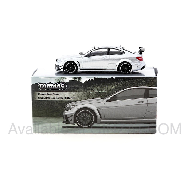 Mercedes-Benz C 63 AMG Coupe Black Series Silver Metallic, Tarmac Works diecast model car