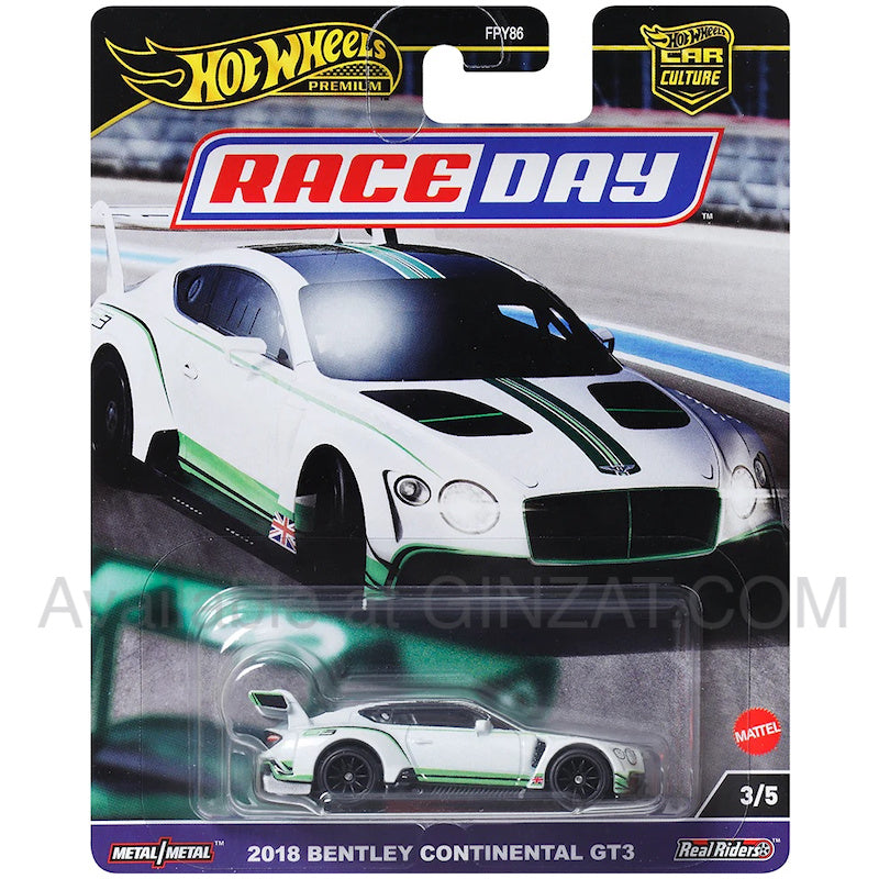 2018 Bentley Continental GT3, Hot Wheels Premium (Race Day) diecast model car