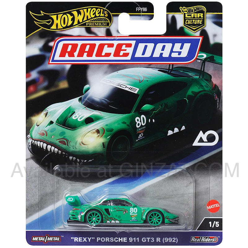 "REXY" Porsche 911 GT3 R (992), Hot Wheels Premium (Race Day) diecast model car