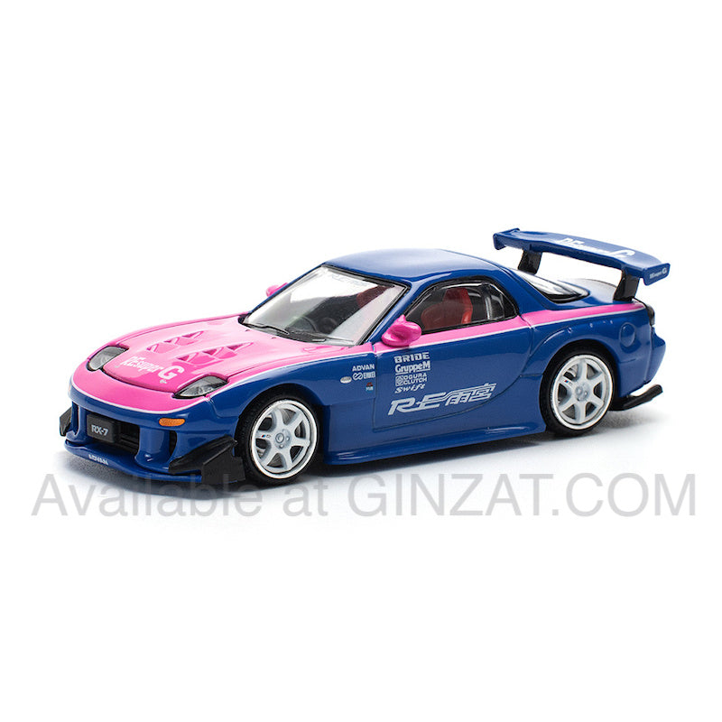 Mazda RX-7 RE-AMEMIYA Widebody (Blue/Pink), POP Race diecast model car