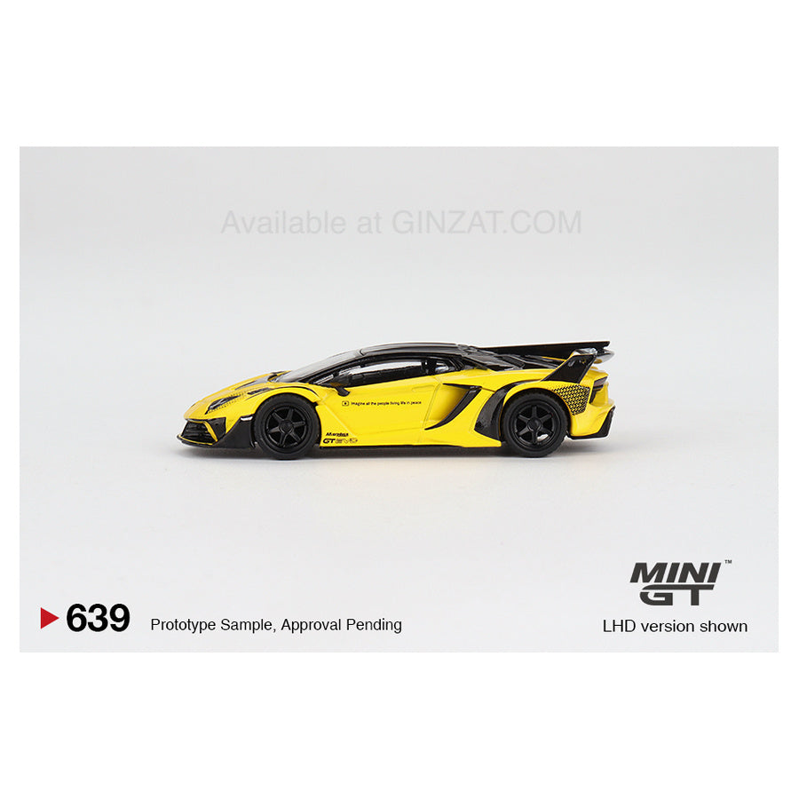 LB-Silhouette WORKS Lamborghini Aventador GT EVO Yellow, Mini GT No. 639 diecast model car
