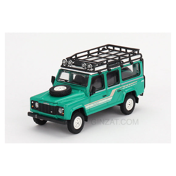 Land Rover Defender 110 1985 Country Station Wagon Trident Green, MINI GT No. 590 diecast model car