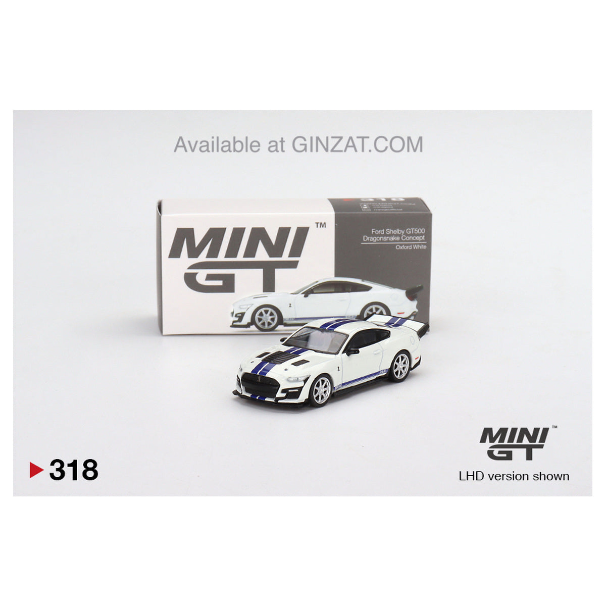 Ford Shelby GT500 Dragonsnake Concept Oxford White, Mini GT No. 318 diecast model car