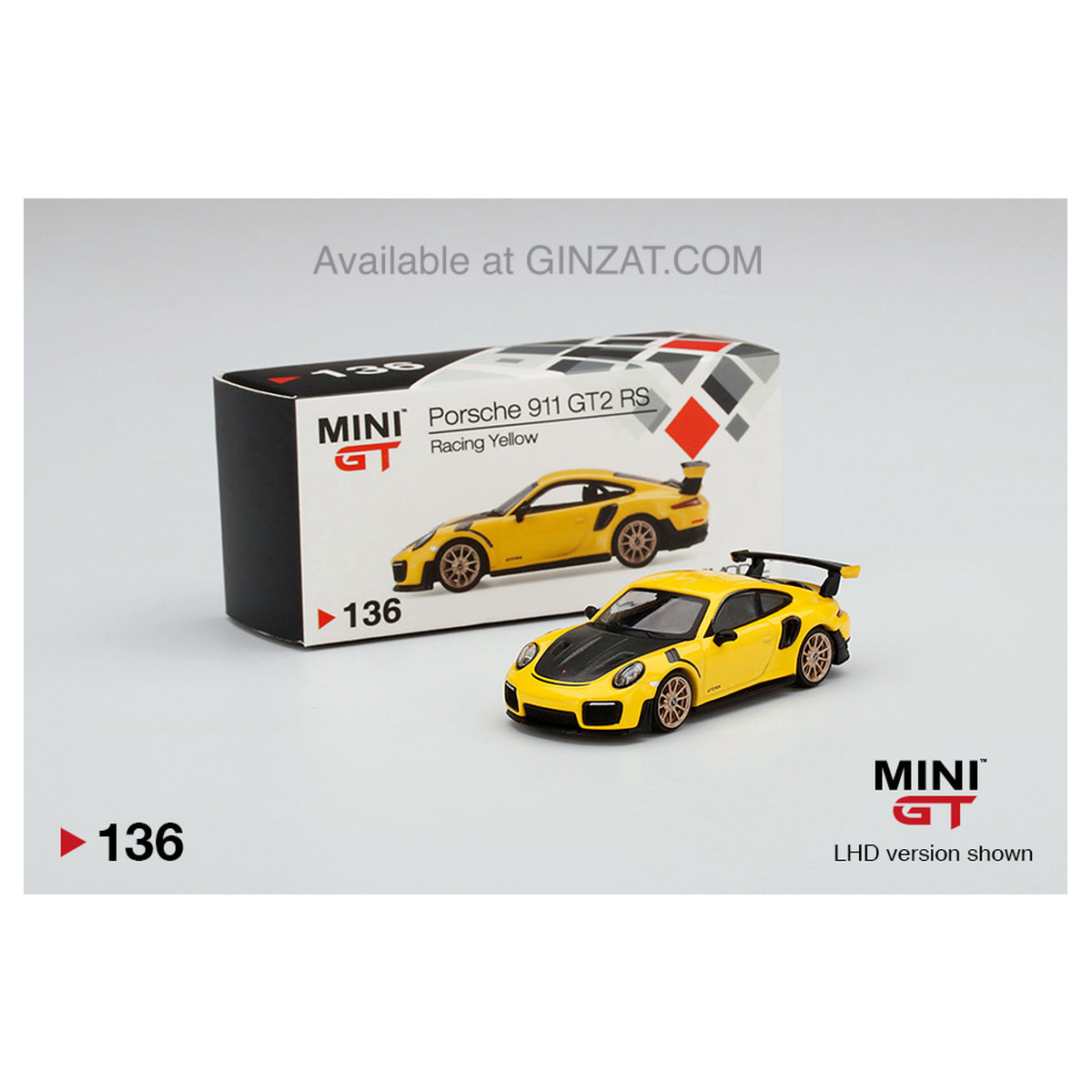 PORSCHE 911 GT2 RS Racing Yellow, MINI GT No.136 diecast model car