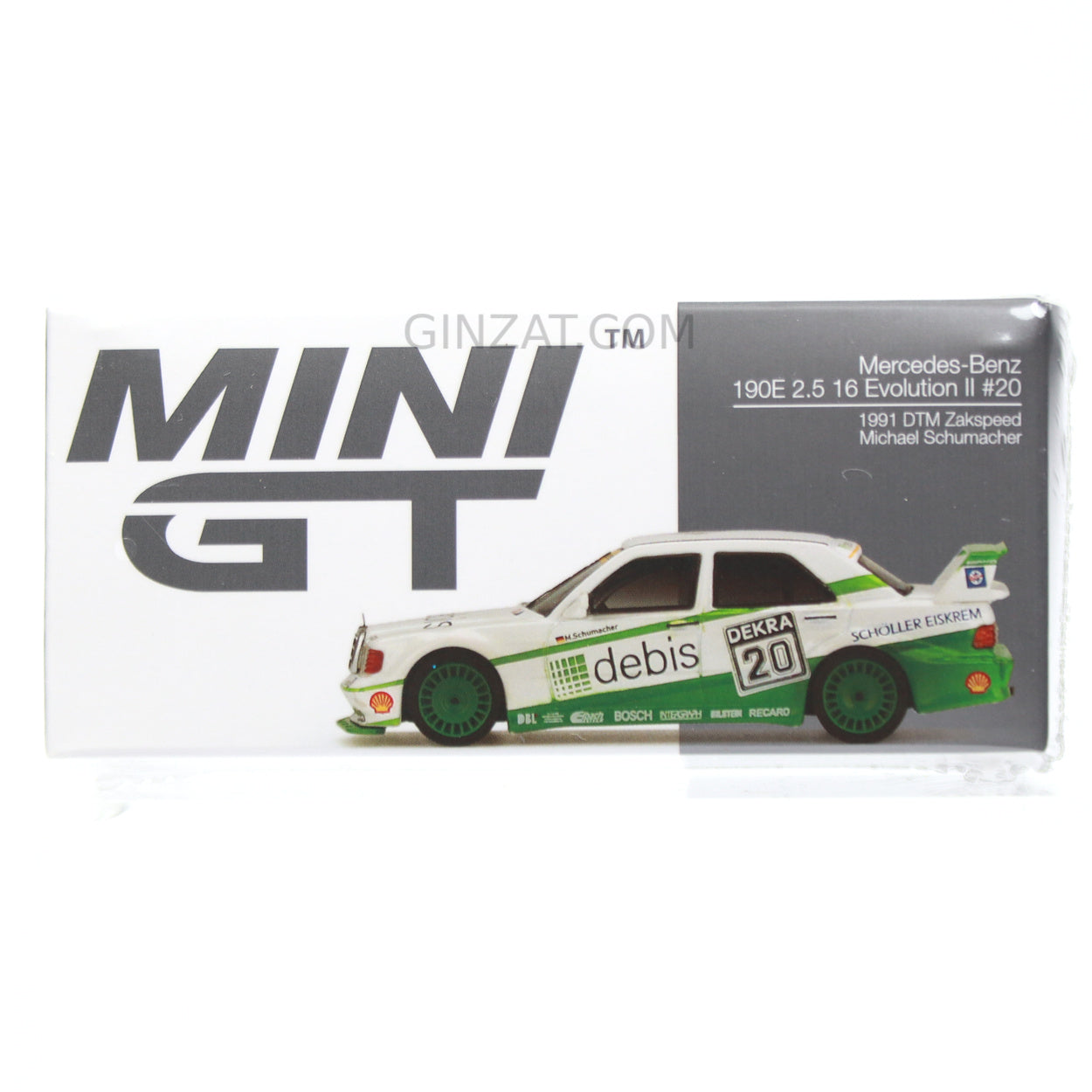 MERCEDES BENZ 190E 2.5 16 Evolution II #20, 1991 DTM Zakspeed, Mini GT No.366 diecast model car