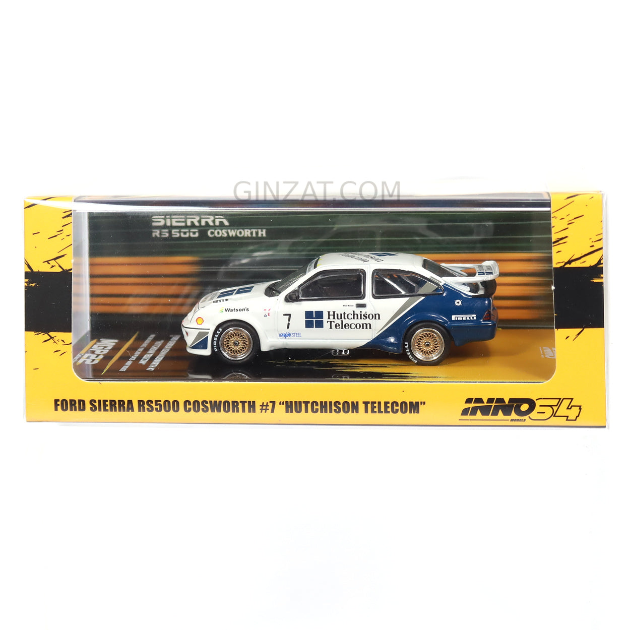 FORD Sierra RS500 Cosworth #7 "Hutchison Telecom" Macau Guia Race 1989 2nd Place – Andy Rouse, INNO64 diecast model car