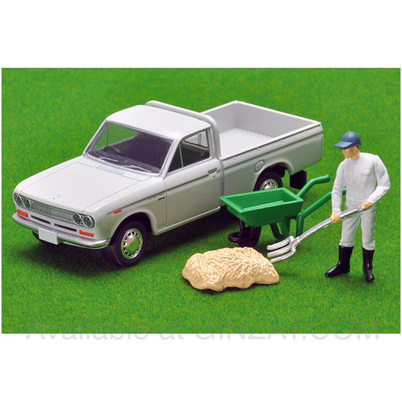 Datsun Truck 1300 Deluxe (White) w/Figure, Tomytec Tomica Limited Vintage LV-195c diecast model car