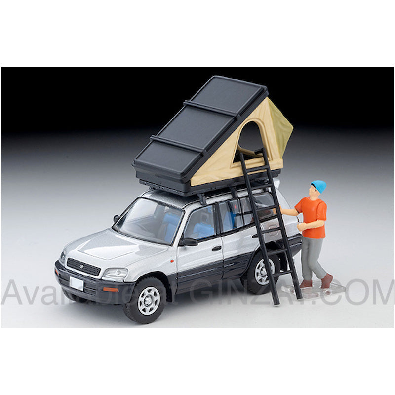 Toyota RAV4J V (Silver) with Tent and Figure, Tomytec Tomica Limited Vintage Neo LV-N354c diecast model car