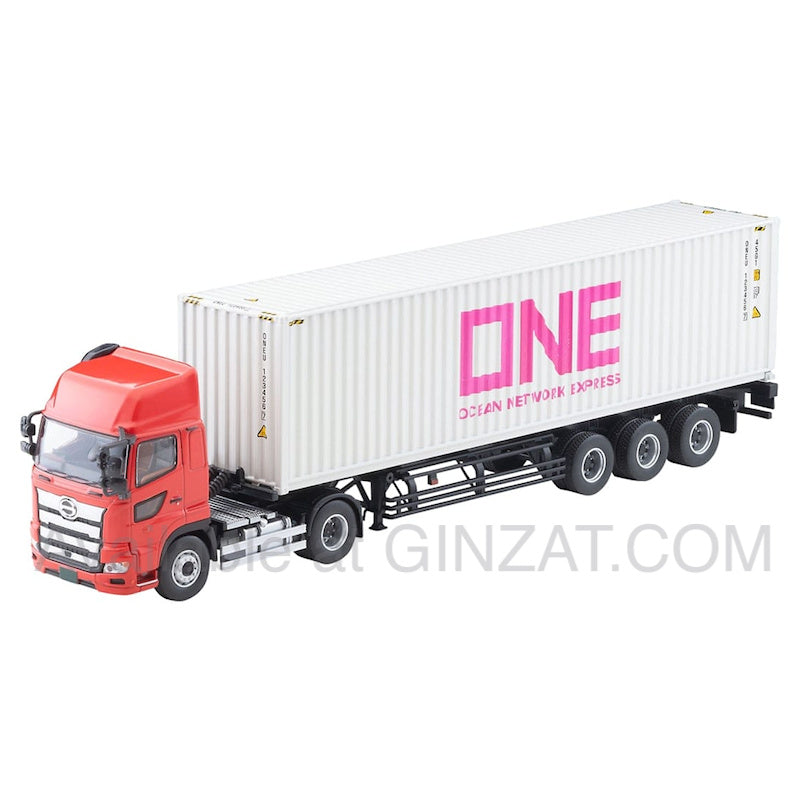 Hino Profia 40ft Marine Container Trailer (Toho Vehicle TC36H1C34, Ocean Network Express, Gray Container), Tomytec Tomica Limited Vintage Neo LV-N292d diecast model car