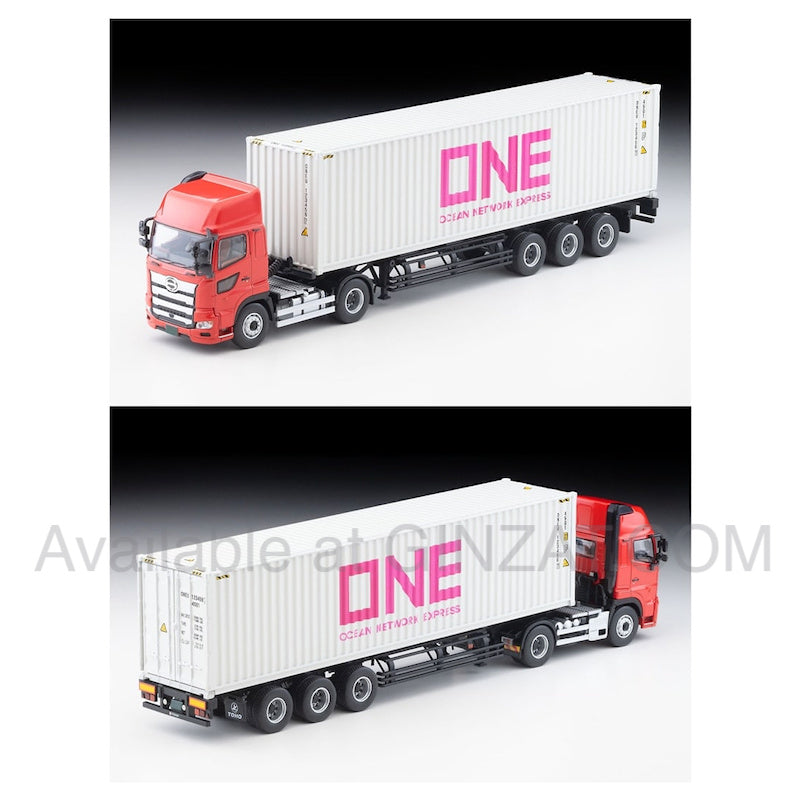 Hino Profia 40ft Marine Container Trailer (Toho Vehicle TC36H1C34, Ocean Network Express, Gray Container), Tomytec Tomica Limited Vintage Neo LV-N292d diecast model car