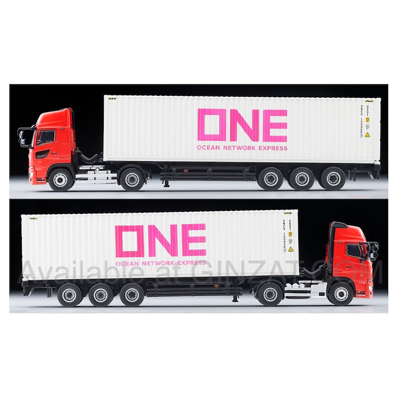 Hino Profia 40ft Marine Container Trailer (Toho Vehicle TC36H1C34, Ocean Network Express, Gray Container), Tomytec Tomica Limited Vintage Neo LV-N292d diecast model car