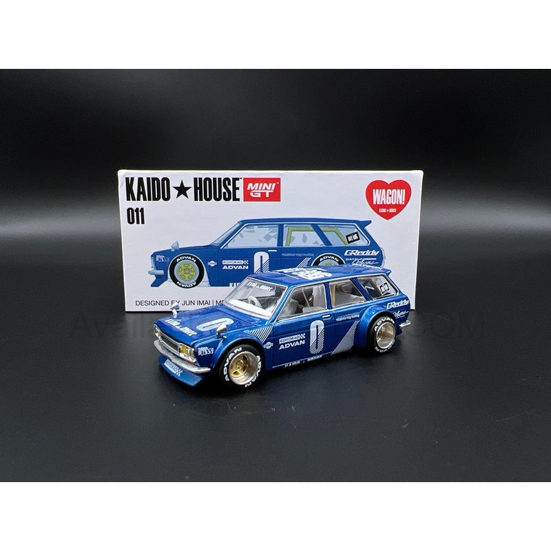 Datsun Kaido 510 Wagon Blue, Mini GT x Kaido House No. 011 diecast model car