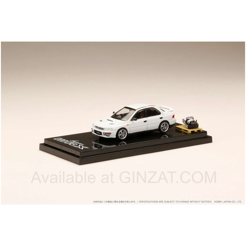 Subaru Impreza WRX (GC8) 1992 Feather White w/Engine Display Model, Hobby Japan diecast model car
