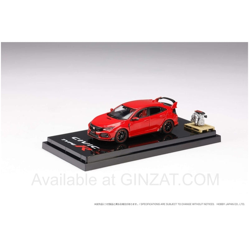 Honda Civic Type R (FK8) 2020 Flame Red w/Engine Display Model, Hobby Japan diecast model car