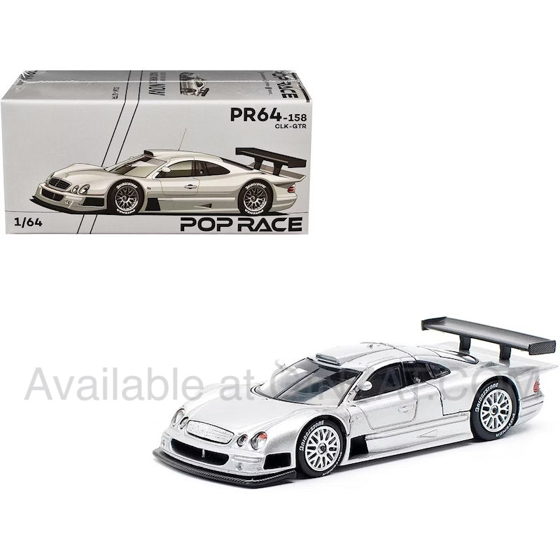 CLK-GTR Silver, Pop Race 1/64 diecast model car