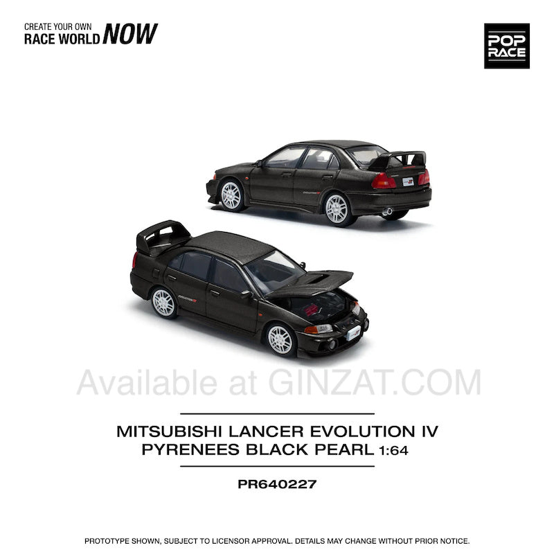 Mitsubishi Lancer Evolution IV Pyrenees Black Pearl, POP Race diecast model car