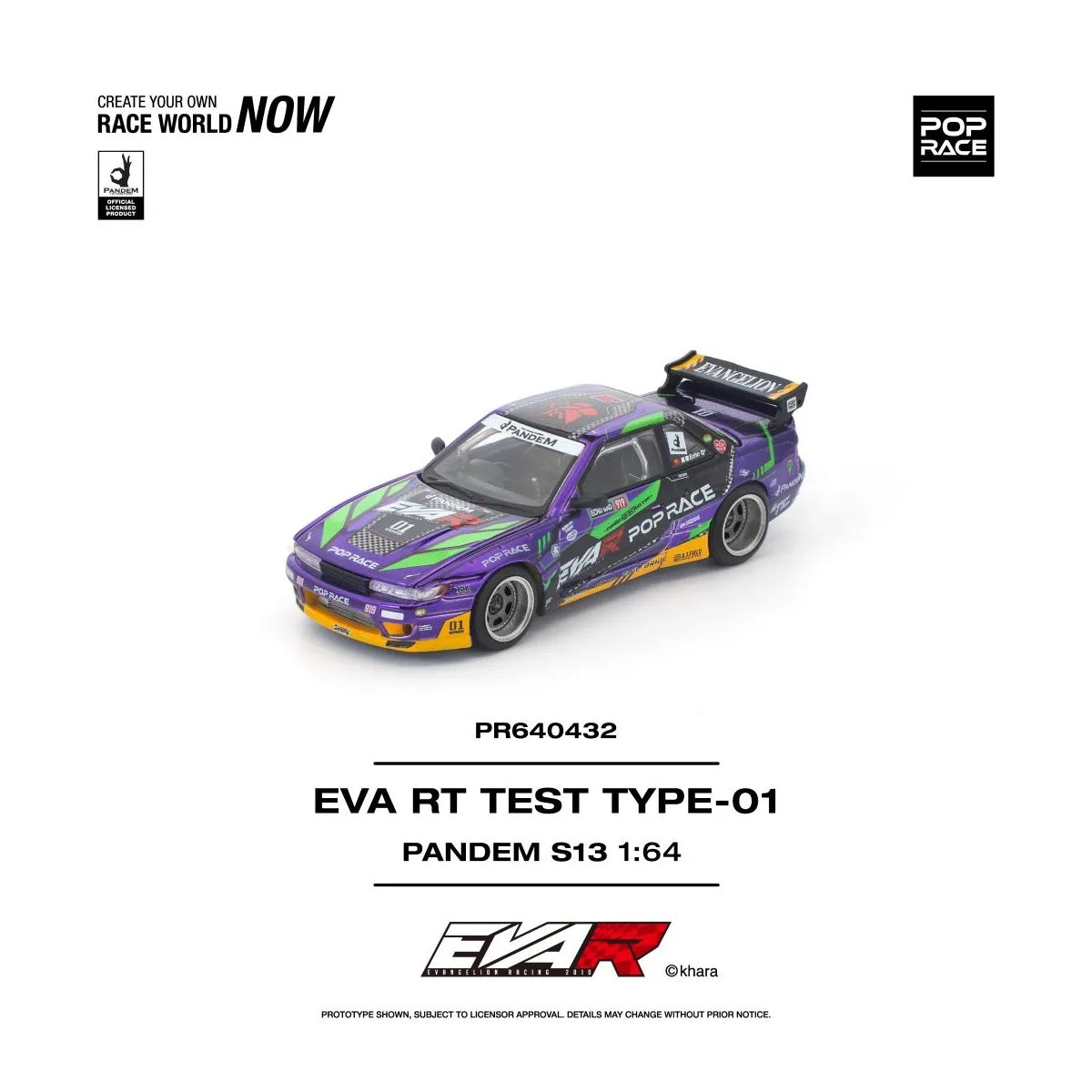 POP RACE 1:64 Pandem Nissan S13 EVA RT Test Type-01 GoodRide Purple Metallic