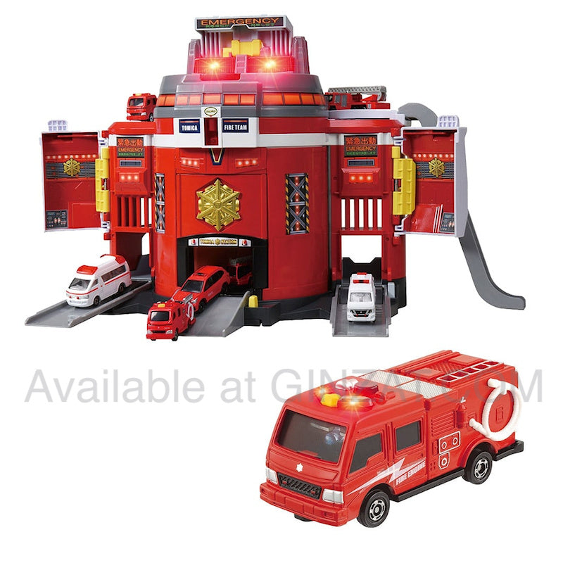 Tomica World – Deploy with the Tomica Beam! Mega-Rotation Fire Station + Tomica Beam Fire Truck