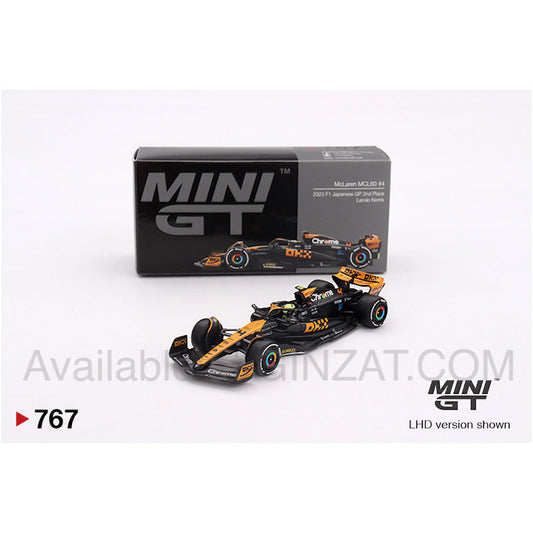 McLaren MCL60 #4 Lando Norris 2023 F1 2023 Japanese GP 2nd Place, MINI GT No.767 diecast model car
