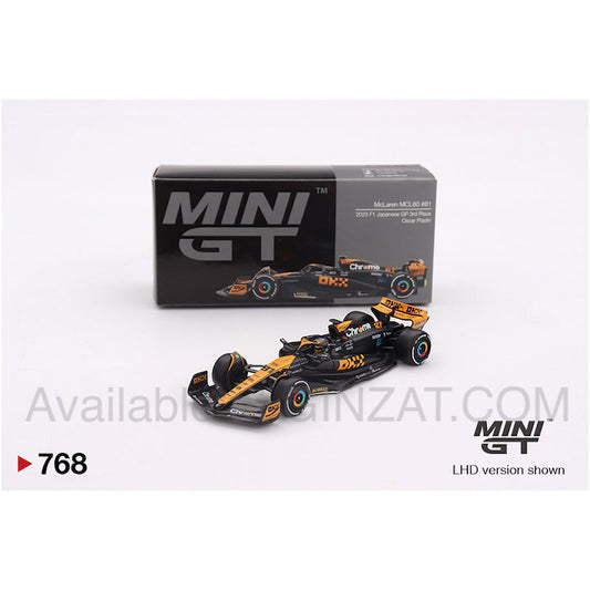 McLaren MCL60 #81 Oscar Piastri 2023 F1 2023 Japanese GP 3rd Place, MINI GT No.768 diecast model car