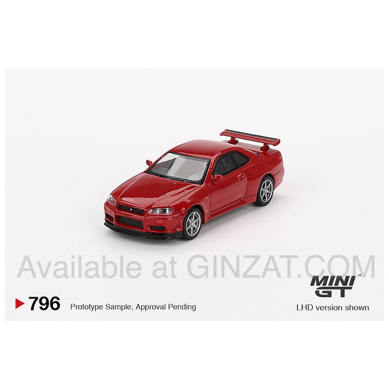 Nissan Skyline GT-R (R34) V-Spec Active Red, MINI GT No.796 diecast model car