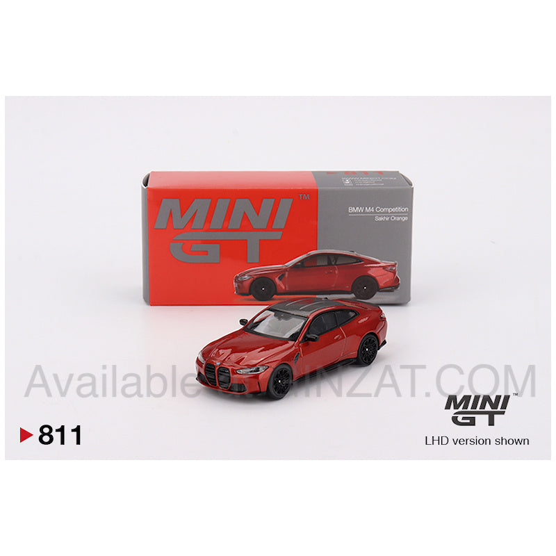 BMW M4 Competition (G82) Sakhir Orange, Mini GT  No. 811 diecast model car