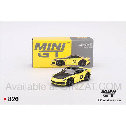 Nissan Z LB★NATION WORKS Ikazuchi Yellow, Mini GT No. 826 diecast model car