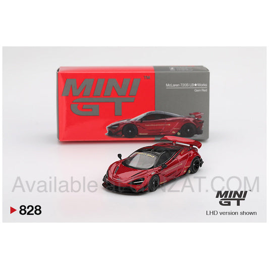 McLaren 720S LB★Works Gem Red, Mini GT No. 828 diecast model car