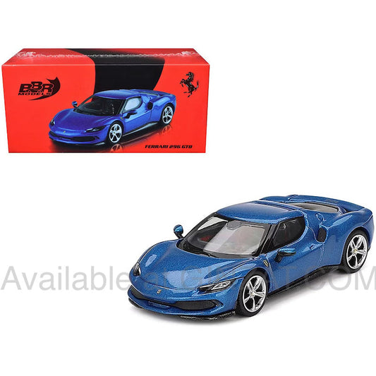 Ferrari 296 GTB Blu Corsa, BBR 1/64 diecast model car