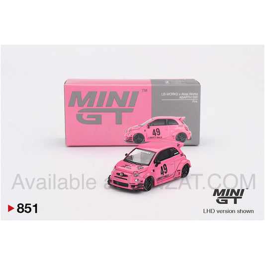 ABARTH 595 LB-WORKS x Abas Works Pink, Mini GT No. 851 diecast model car