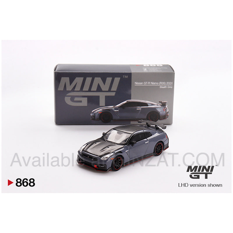 Nissan GT-R Nismo 2024 NISMO Stealth Gray, Mini GT No. 868 diecast model car
